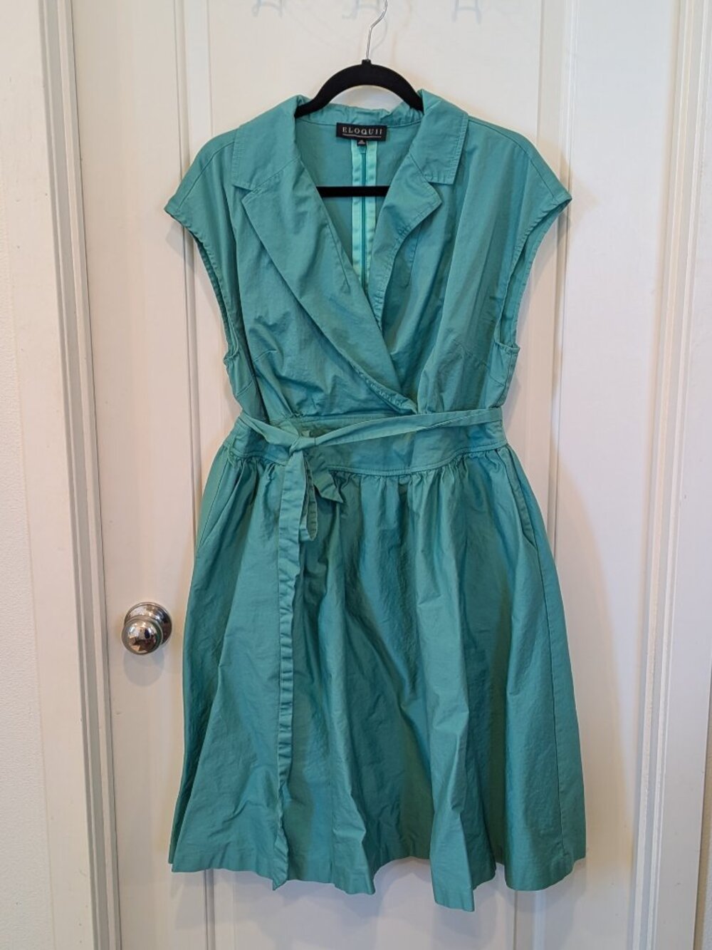 Eloquii Teal Wrap Style Fit & Flare Dress Size 16 w/ Pockets
